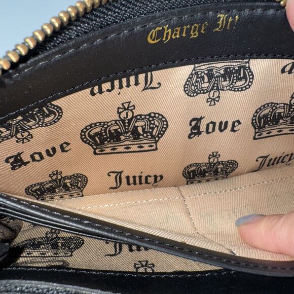 RARE NEW Y2K Original Juicy Couture Black Velour Scottie Dog Long Wallet 8" NWOT - Picture 10 of 12